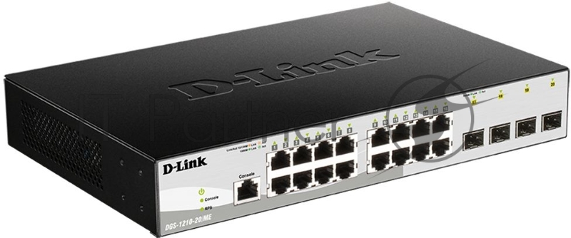 Сетевое оборудование D-Link DGS-1210-20/ME/B1A Управляемый коммутатор 2 уровня с 16 портами 10/100/1000Base-T и 4 портами 1000Base-X SFP