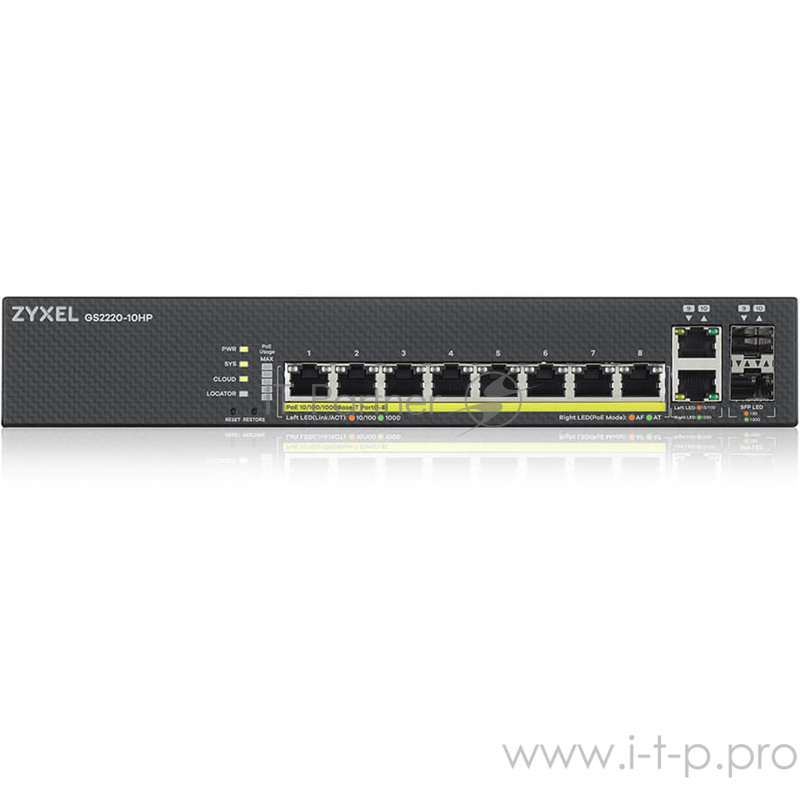 Коммутатор Zyxel GS2220-10HP-EU0101F 8G 8PoE+ 180W управляемый