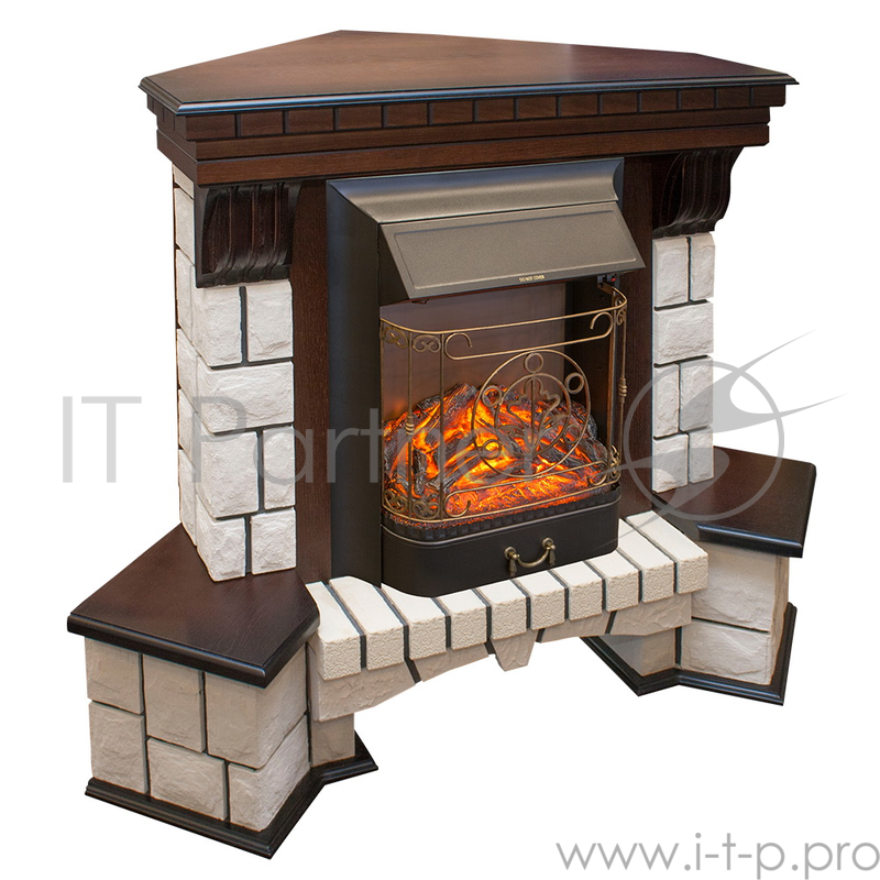 Электрокамин REAL FLAME Stone Corner STD 2кВт 114х111х70см декор звук
