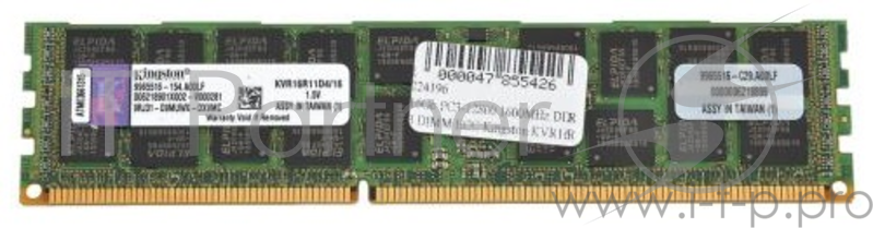 Модуль памяти Kingston DDR3 DIMM 16GB KVR16R11D4/16 {PC3-12800, 1600MHz, ECC Reg, CL11, DRx4}
