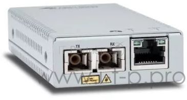 Allied Telesis TAA, 10/100/1000T to 1000LX/SC Single Mode Mini Media & Rate Converter, 10km
