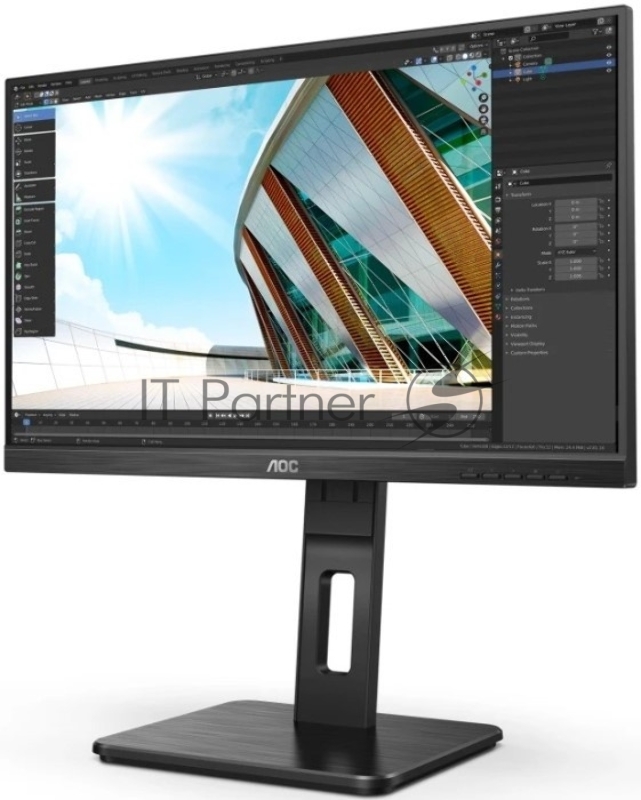 МОНИТОР 21.5 AOC 22P2Q Black с поворотом экрана (IPS, 1920x1080, 75Hz, 4 ms, 178°/178°, 250 cd/m, 50M:1, +DVI, +HDMI, +