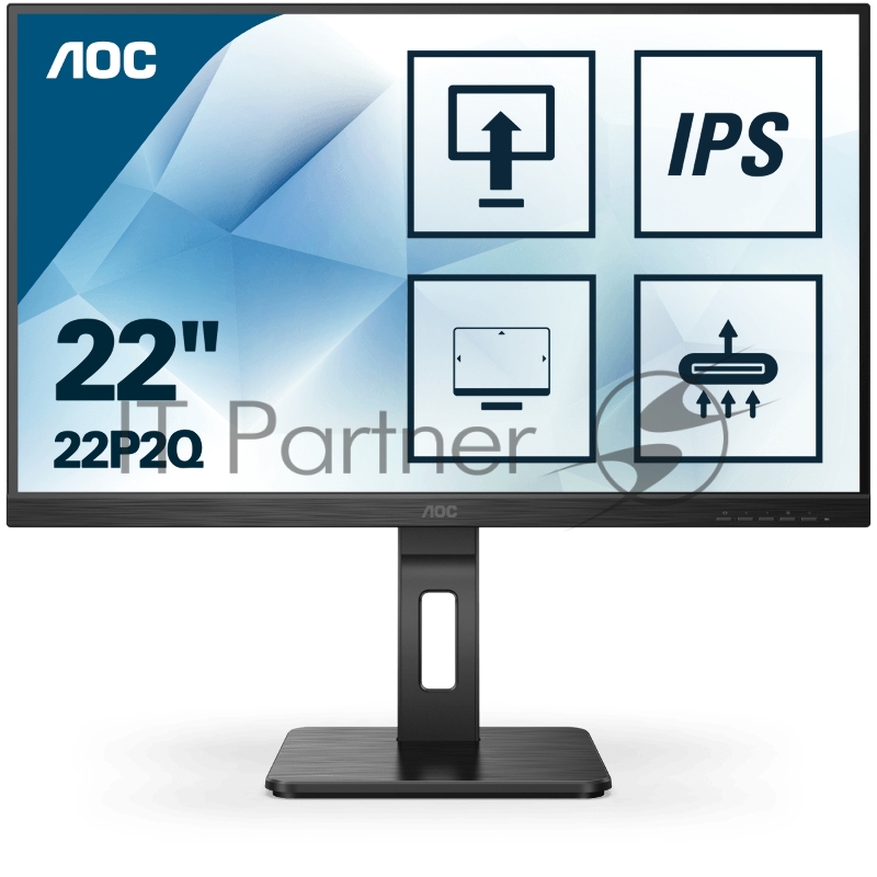 МОНИТОР 21.5 AOC 22P2Q Black с поворотом экрана (IPS, 1920x1080, 75Hz, 4 ms, 178°/178°, 250 cd/m, 50M:1, +DVI, +HDMI, +