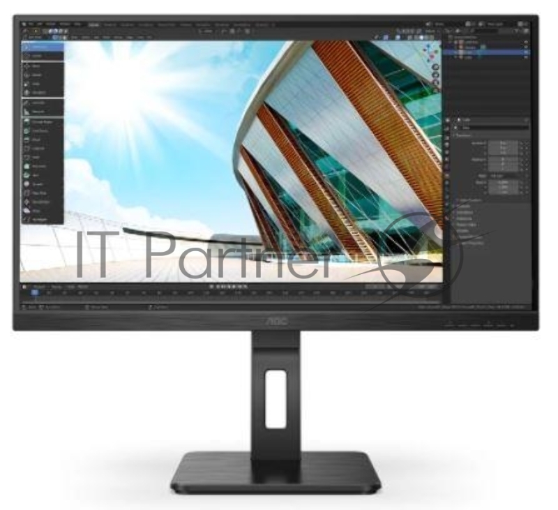 МОНИТОР 27 AOC 27P2Q Black с поворотом экрана (IPS, 1920x1080, 75Hz, 4 ms, 178°/178°, 250 cd/m, 50M:1, +DVI, +HDMI, +Di