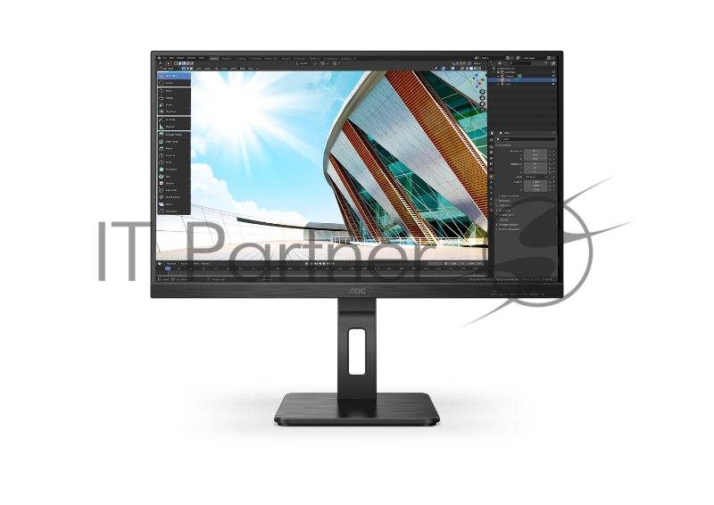 МОНИТОР 27 AOC 27P2Q Black с поворотом экрана (IPS, 1920x1080, 75Hz, 4 ms, 178°/178°, 250 cd/m, 50M:1, +DVI, +HDMI, +Di