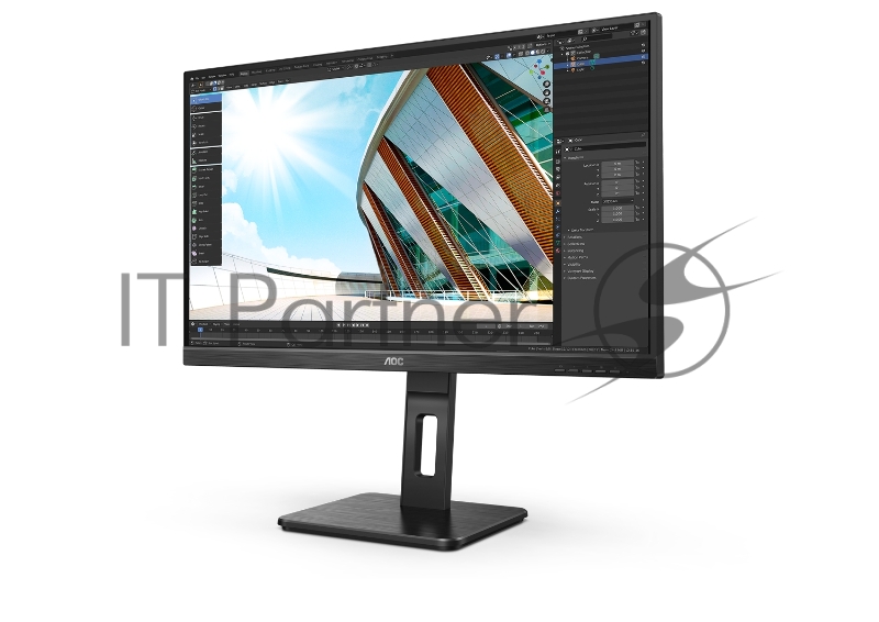 МОНИТОР 27 AOC Q27P2Q Black с поворотом экрана (IPS, 2560x1440, 75Hz, 4 ms, 178°/178°, 300 cd/m, 50M:1, +HDMI, +Display
