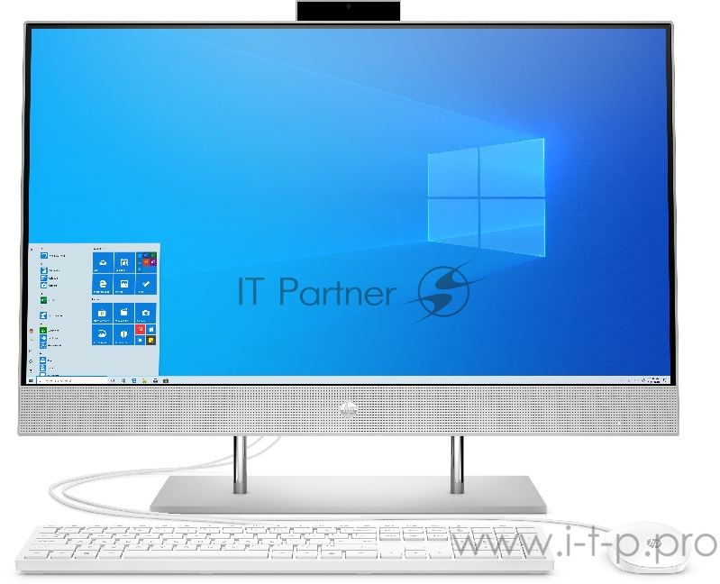 Моноблок HP 27-dp0025ur AiO 27(1920x1080)/Intel Pentium Gold G6400T(Ghz)/4096Mb/128PCISSDGb Intergrated Graphics /Cam/WiFi/war 1y/Natural silver/W10 + USB KBD, USB MOUSE