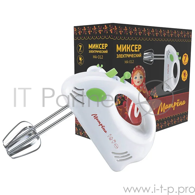 Миксер МАТРЁНА MA-012 погружной, 7 скоростей, 150Вт, зеленый