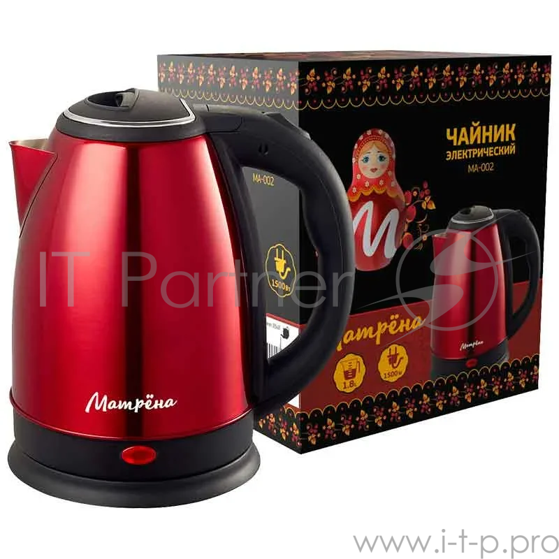 Чайник МАТРЁНА MA-002 электрический (1,8 л) стальной красный