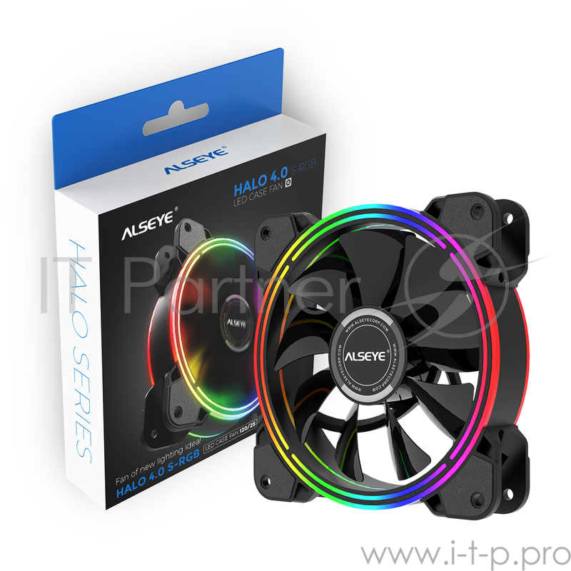 Вентилятор для корпуса Alseye HALO 4.0 S-RGB 12cm FAN 120mm, 800~2000RPM, 18.3-45.2CFM, 13.5-35.2dB(A), RTL