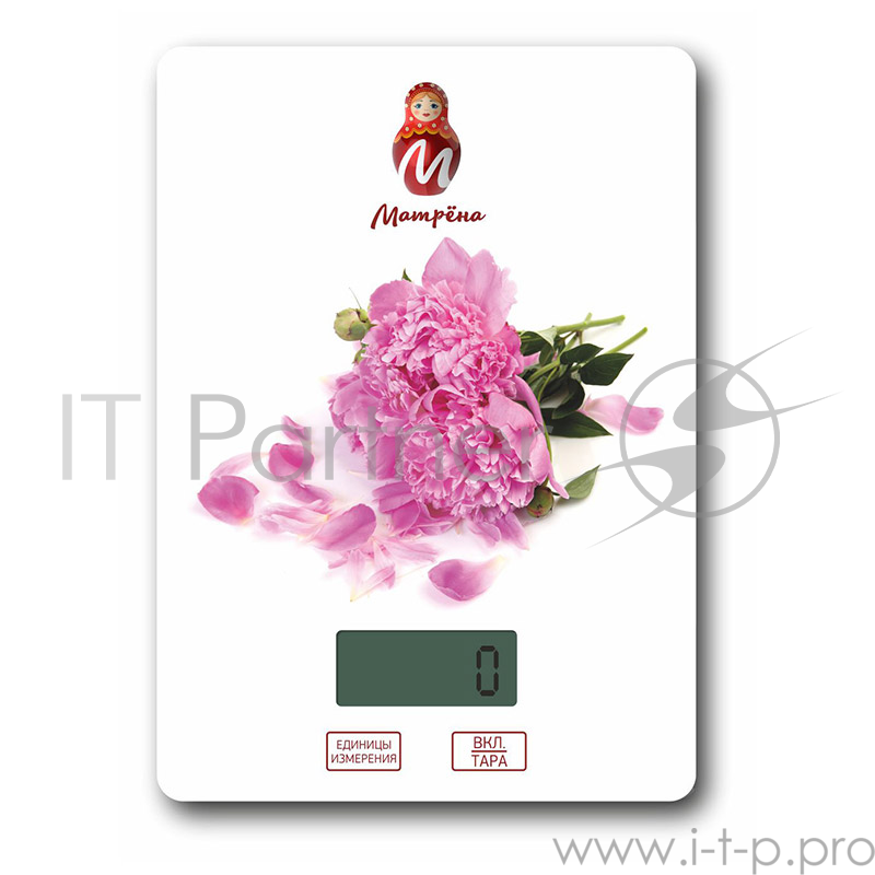 Весы кухонные электронные Матрена МА-037 Пионы, 0-7кг