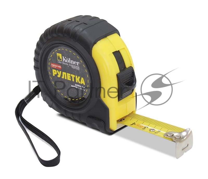 Рулетка Kolner KМТ 5/19М (10*12шт) длина 5м ширина19мм корпус из пластика с прорезиновыми вставками, плавный стоп