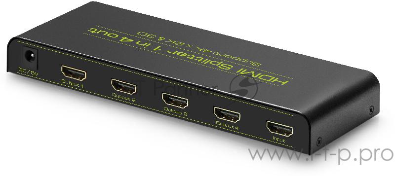 Переходник Greenconnect Разветвитель v1.4 HDMI 1на 4 выхода, 4K2K 30Hz /1080p 120Hz + индикация (GL-v104C)