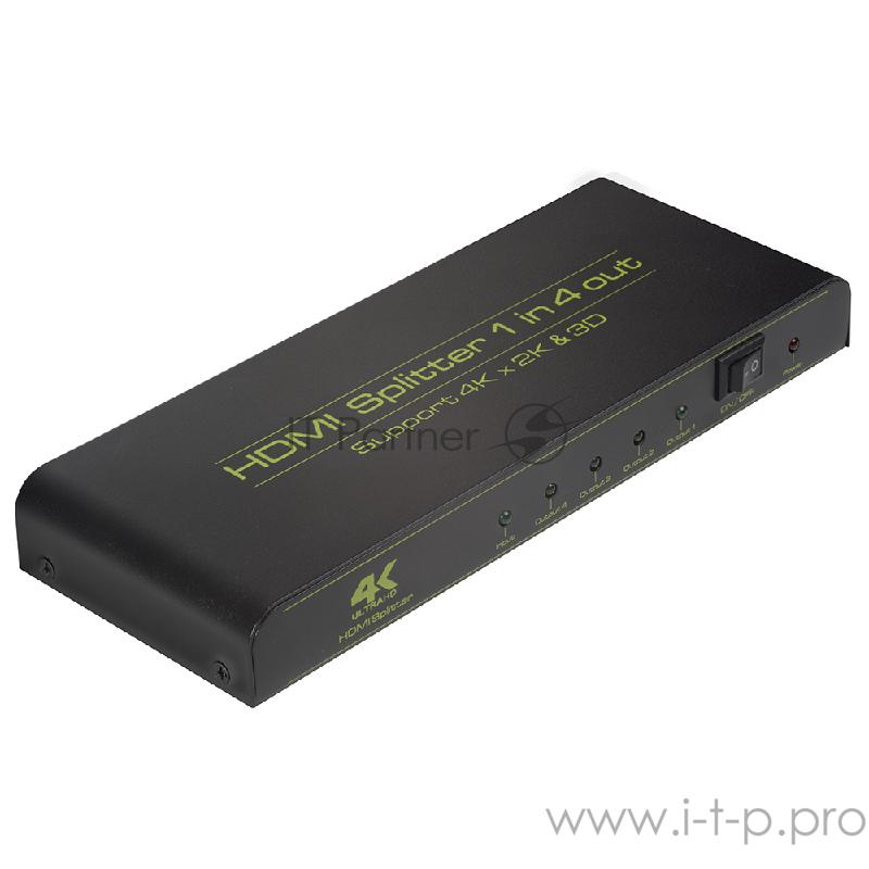 Переходник Greenconnect Разветвитель v1.4 HDMI 1на 4 выхода, 4K2K 30Hz /1080p 120Hz + индикация (GL-v104C)