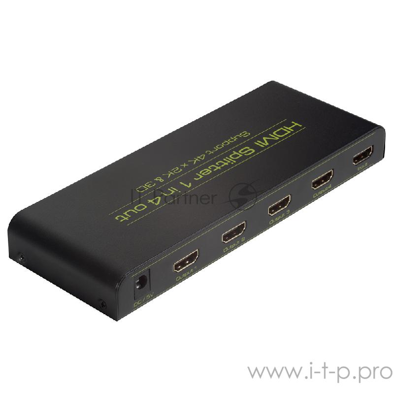 Переходник Greenconnect Разветвитель v1.4 HDMI 1на 4 выхода, 4K2K 30Hz /1080p 120Hz + индикация (GL-v104C)