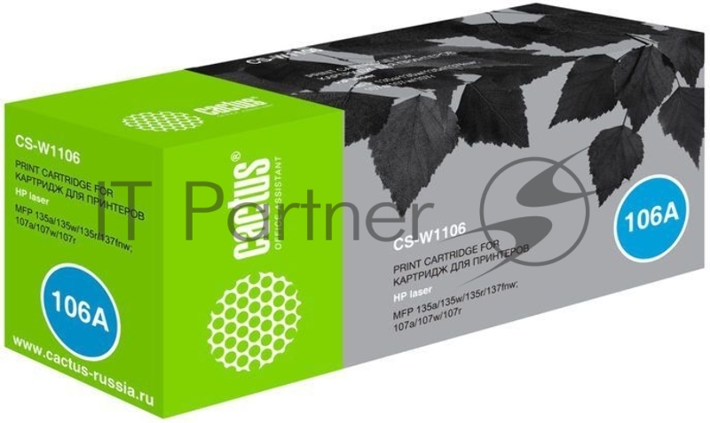 Картридж лазерный Cactus CS-W1106 черный (1000стр.) для HP Laser 107a/107r/107w/135a MFP/135r MFP/135w MFP/137fnw MFP