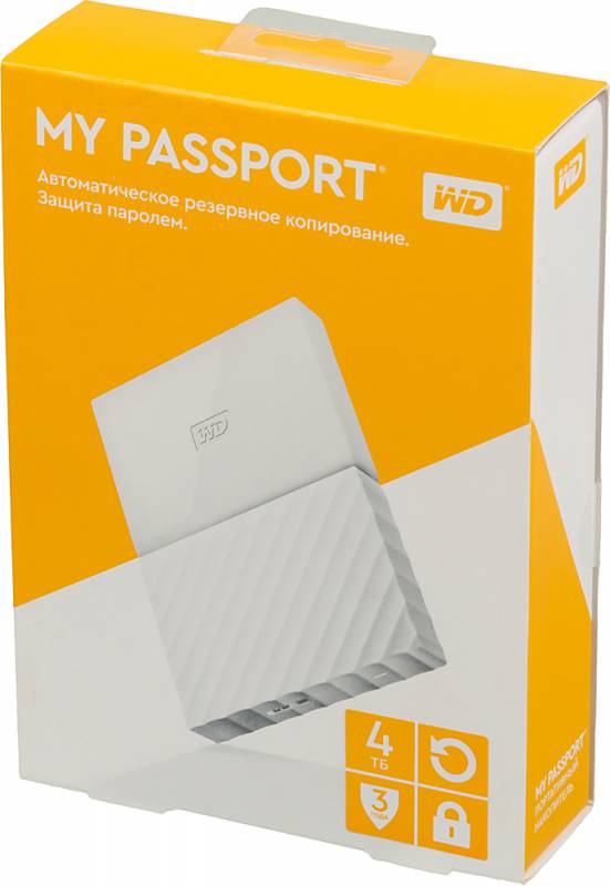 Носитель информации WD Portable HDD 4Tb My Passport WDBUAX0040BWT-EEUE {USB3.0, 2.5