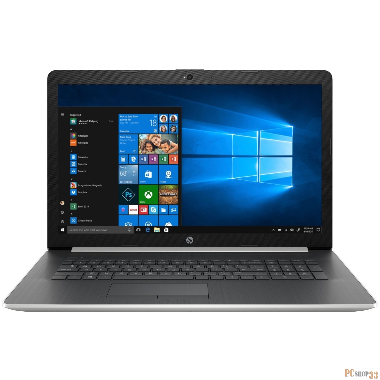 Ноутбук HP17 17-ca1059ur 17,3 FHD, AMD R7-3700U, 16Gb, 512Gb SSD, no ODD, Win10, серебристый
