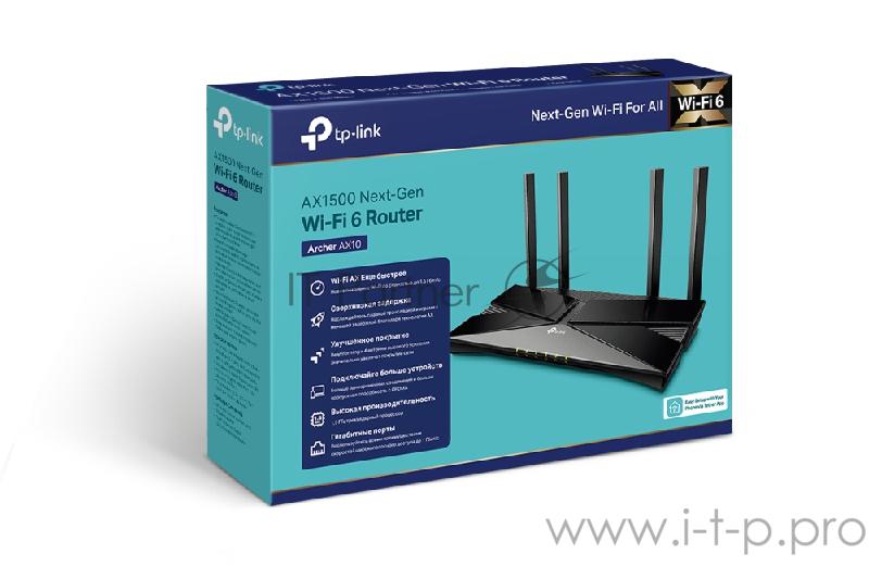 Роутер беспроводной TP-Link Archer AX10 AX1500 10/100/1000BASE-TX черный