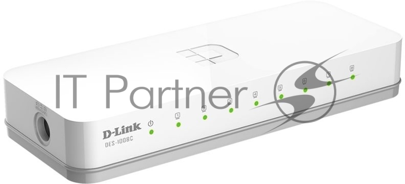 D-Link DES-1008C/B1A, L2 Unmanaged Switch with 8 10/100Base-TX ports.2K Mac address, Auto-sensing, 802.3x Flow Control, Stand-alone, Auto MDI/MDI-X f