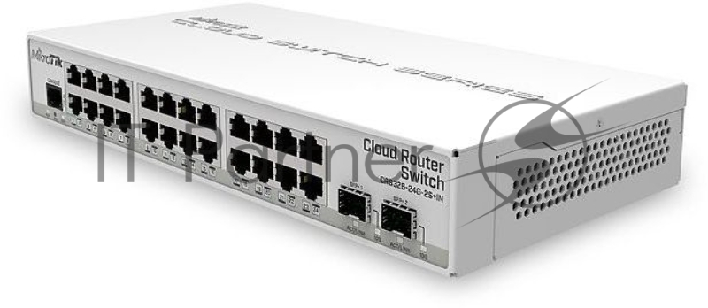 CRS326-24G-2S+IN with 800 MHz CPU, 512MB RAM, 24xGigabit LAN, 2xSFP+ cages, RouterOS L5 or SwitchOS (dual boot), desktop case, PSU