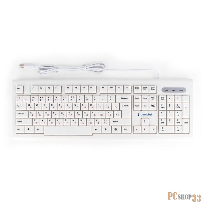 Клавиатура Gembird KB-8354U, USB, бежевый/белый, 104 клавиши, кабель 1,45м