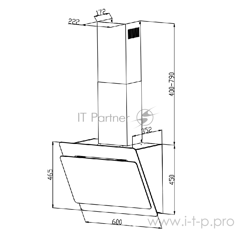 Вытяжка кухонная Endever Spectre KH-41W, цвет белый, 190Вт, 3 скоростных режима, ширина встраивания 60 см, технология управления жестами, 1 шт/уп