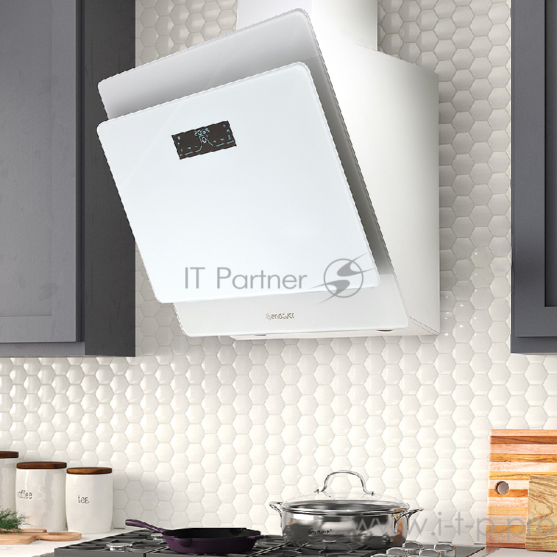 Вытяжка кухонная Endever Spectre KH-41W, цвет белый, 190Вт, 3 скоростных режима, ширина встраивания 60 см, технология управления жестами, 1 шт/уп