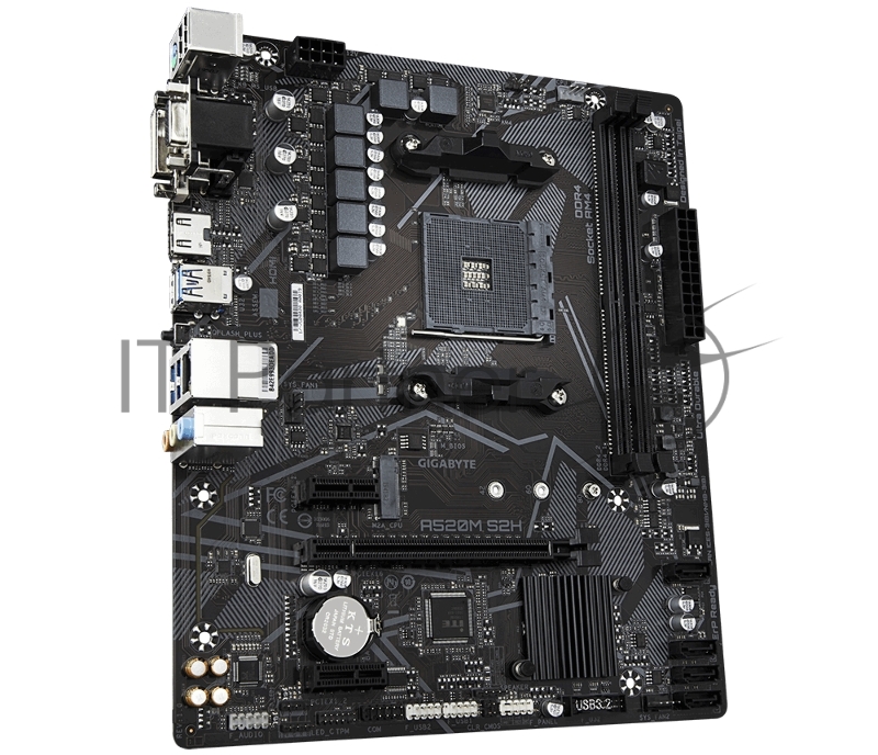 Материнская плата Gigabyte A520M S2H Soc-AM4 AMD A520 2xDDR4 mATX AC`97 8ch(7.1) GbLAN RAID+VGA+DVI+HDMI