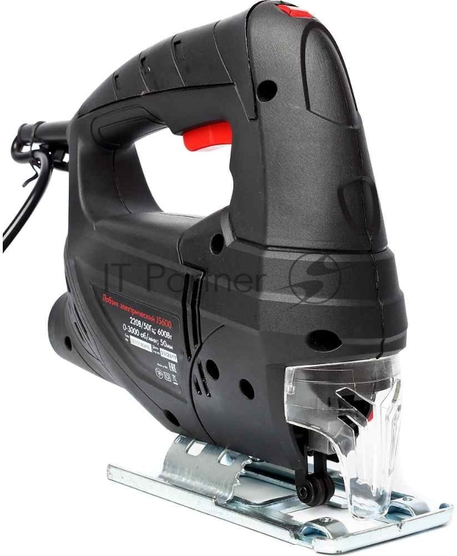 Лобзик JS600. 600Вт пропил: дер.- 50мм, мет.-4мм, 0-3000 ход/мин зажим: винт подошва - стальная коробка