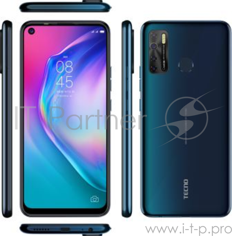 Смартфон Tecno CD7 CAMON 15 Dark Jade, 6.6, 1600 x 720 пикселей, 2.0GHz, Octa-Core, 4GB RAM, 64GB, up to 256GB flash, 48Mpix+2Mpix+2Mpix+QVGA/16Mpix, 2 Sim, 4G, BT v5.0, WiFi 802.11 b/g/n, GPS / AGPS, Micro-USB, 5000mAh, Android 10, 196g, 164,1ммx 76