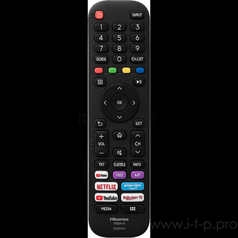 Телевизор ЖК 55 Hisense 55”, Ultra HD, Smart TV (ОС VIDAA U4.0), Wi-Fi, PCI 1600, DVB-T2/T/C/S2/S, HDR 10, Bluetooth, 2х8W, CI+(1.4), 3HDMI, 2USB, Black