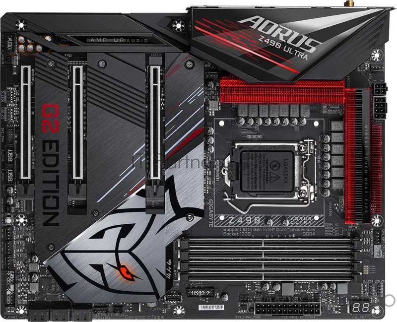 Z490 AORUS ULTRA G2 Edition, Socket 1200, Intel®Z490, 4xDDR4-2933, HDMI, 3xPCI-Ex16, 6xSATA3(RAID 0/1/5/10), 3xM.2, 8Ch Audio, 2,5GLan, Wi-Fi, (4+4)