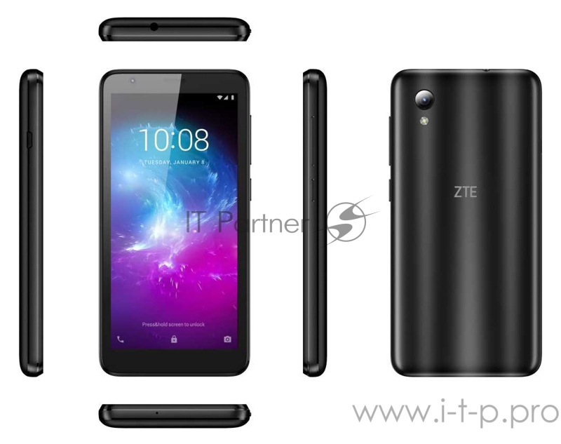 Смартфон ZTE Blade L8 32Gb Black смартфон с Android 9 (Go edition) поддержка двух SIM-карт экран 5, разрешение 960x480 камера 8 МП память 32 ГБ, слот для карты памяти 3G, Wi-Fi, Bluetooth объем оперативной памяти 1 ГБ аккумулятор 2050 мА⋅ч