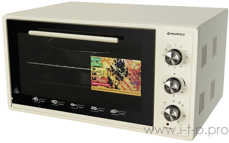 Мини-печь MAUNFELD Мини-печь MAUNFELD/ ширина 60 см, механическое управление, 45 л,конвекция, бежевый