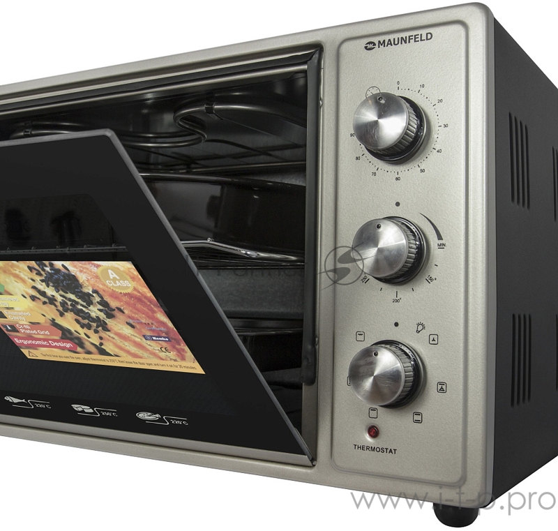 Мини-печь MAUNFELD Мини-печь MAUNFELD/ ширина 60 см, механическое управление, 45 л,конвекция, нерж. сталь
