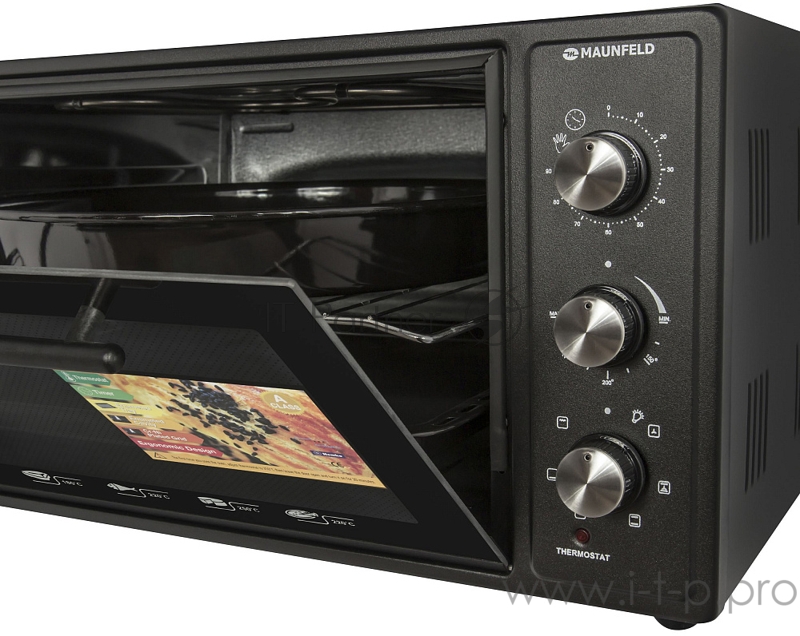Мини-печь MAUNFELD Мини-печь MAUNFELD/ ширина 60 см, механическое управление, 45 л,конвекция, черный