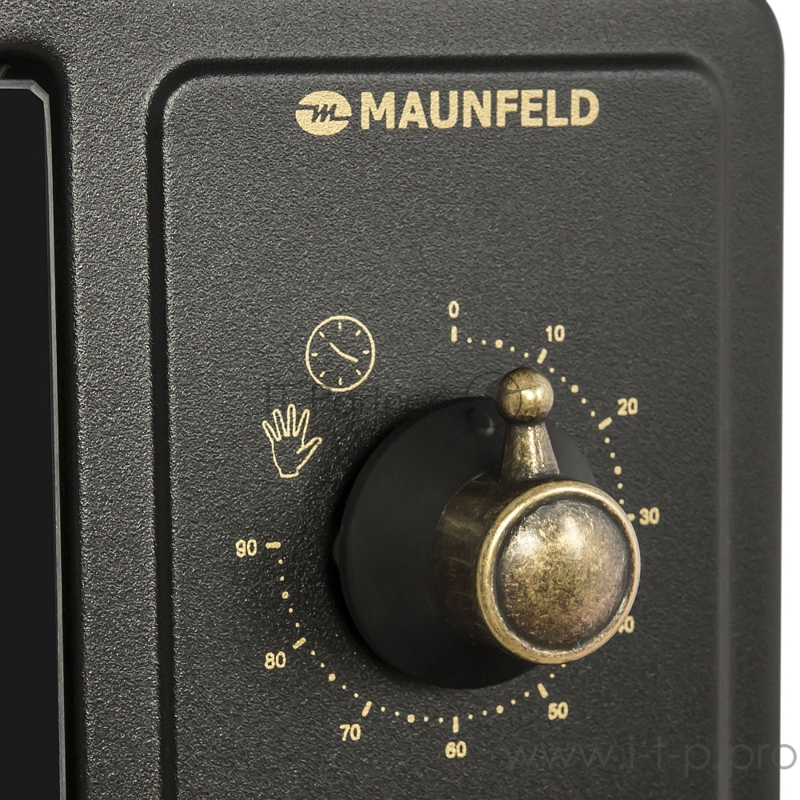 Мини-печь MAUNFELD Мини-печь MAUNFELD/ ширина 60 см, механическое управление, 45 л,конвекция, черный+стекло,фурнитура бронза