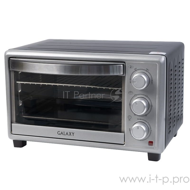 Мини-печь Galaxy GL2627, серебристый мощность 1800 Вт, объем 25 л,6 режимов работы духовки, дверца из жаропрочного стекла, регулировка температуры духовки от 100 °С до 250 °С, внутренняя подсветка, функция конвекции, индикатор работы духовки, внутрен