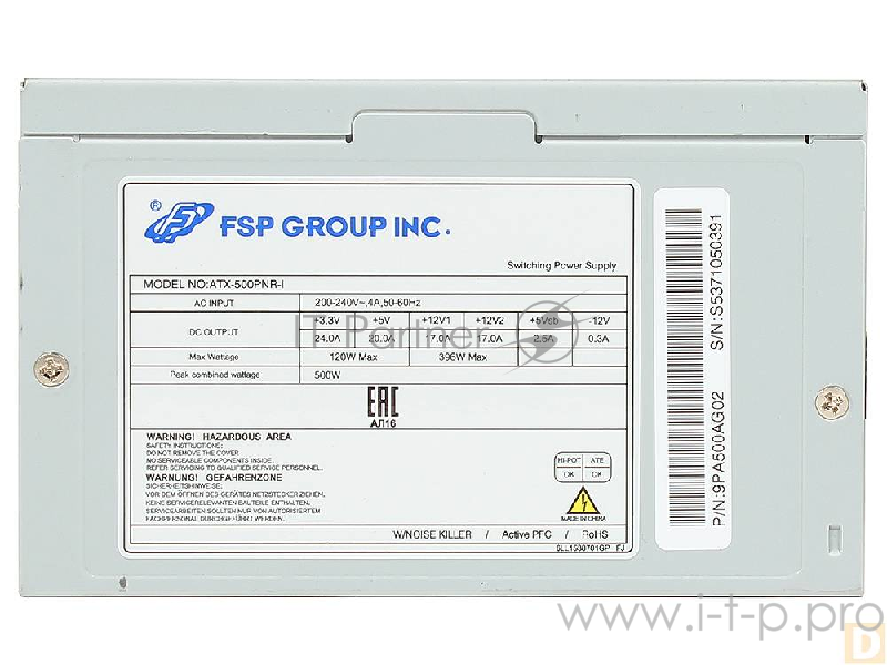 Блок питания FSP 500W ATX-500PNR-I OEM {24Pin+4+SATA}