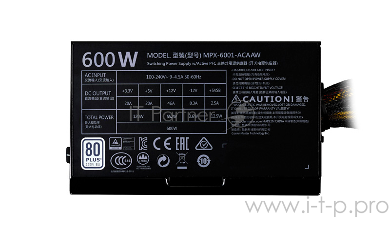 Блок питания Cooler Master MasterWatt Lite 600W (MPX-6001-ACABW-ES)