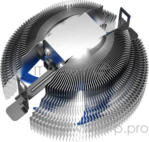 Кулер PCCooler E90 S775/1155/56/AM2/2+/AM3/FM1/2/ (48 шт/кор, TDP 75W, вент-р 90мм, 2500RPM, 25dBa) Retail Color Box