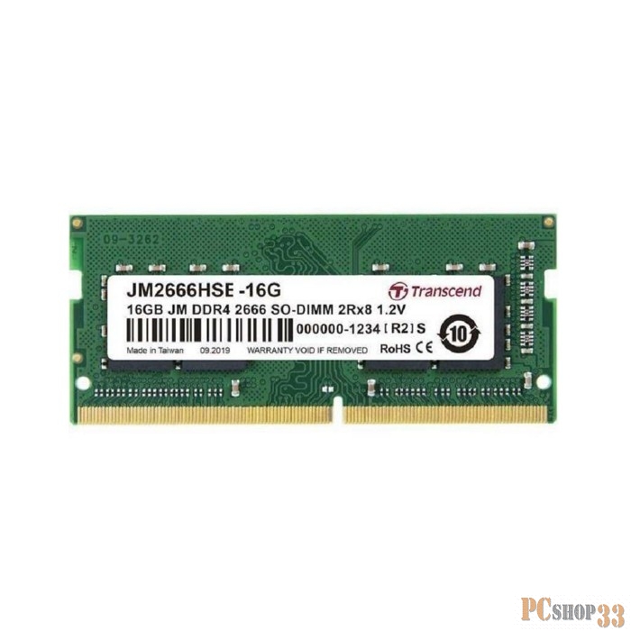 Модуль памяти Transcend 16GB JM DDR4 2666Mhz SO-DIMM 1Rx8 2Gx8 CL19 1.2V