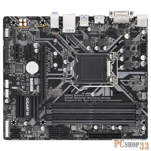 Материнская плата Gigabyte GA-Z370M DS3H RTL {Z370M DS3H, Socket 1151, Intel®Z370, 4xDDR4-2666, DVI-D+HDMI, 1xPCI-Ex16, 2xPCI-Ex1, 6xSATA3(RAID 0/1/5/10), 1xM.2, 8 Ch Audio, GLan, (2+4)xUSB2.0, (4+2)xUSB3.1}
