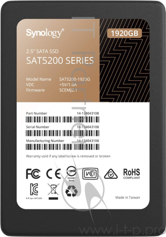 Накопитель SSD жесткий диск SATA2.5 1.92TB 6GB/S SAT5200-1920G SYNOLOGY
