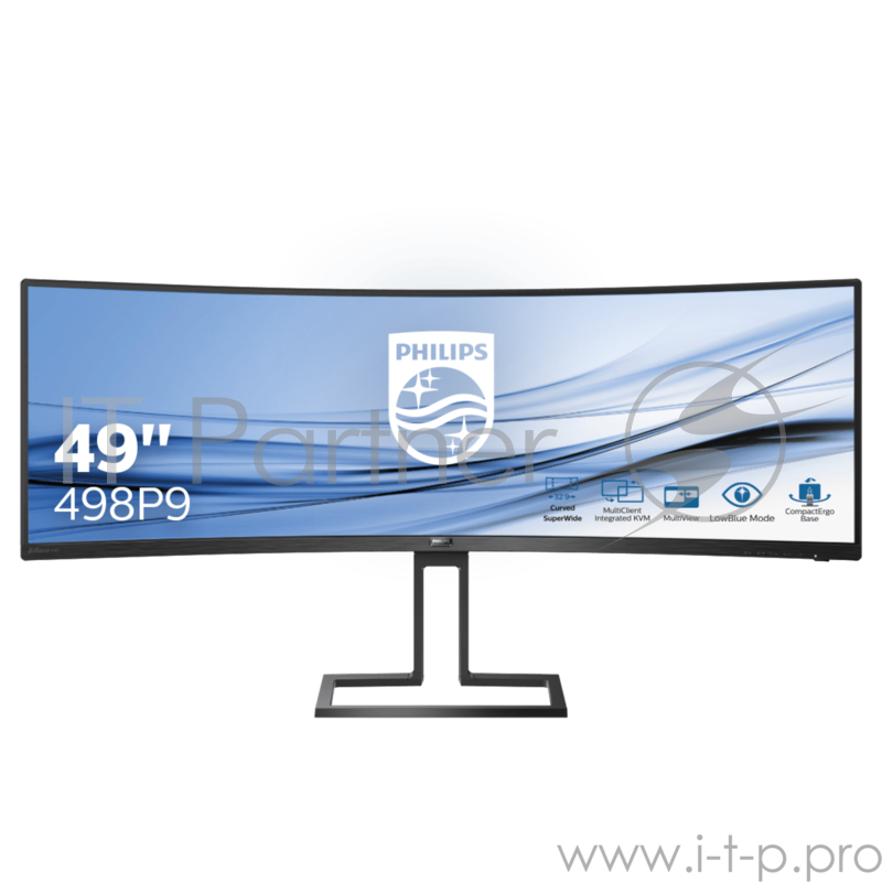 МОНИТОР 49 PHILIPS 498P9/00 Black (VA, изогнутый, 5120x1440, 5 ms, 178°/178°, 450 cd/m, 80M:1, +2xHDMI 2.0, +DisplayPor