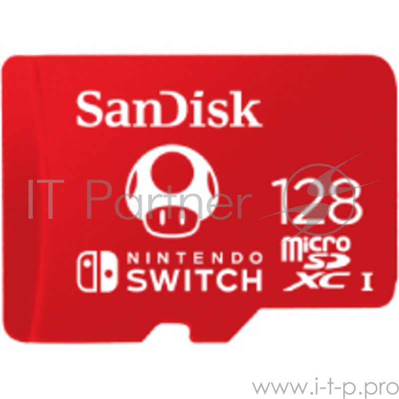 Карта памяти SanDisk and Nintendo Cobranded microSDXC, SQXAO, 128GB, V30, U3, C10, A1, UHS-1, 100MB/s R, 90MB/s W, 4x6, Lifetime Limited