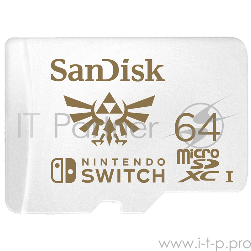 Карта памяти SanDisk and Nintendo Cobranded microSDXC SQXAT, 64GB, V30, U3, C10, A1, UHS-1, 100MB/s R, 60MB/s W, 4x6, Lifetime Limited