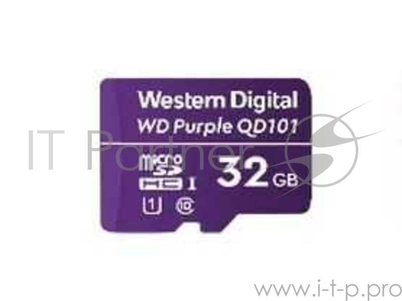 Карта памяти WD Purple SC QD101 Ultra Endurance MicroSDHC WDD032G1P0C 32ГБ Class 10 UHS 1 (U1) для видеонаблюдения