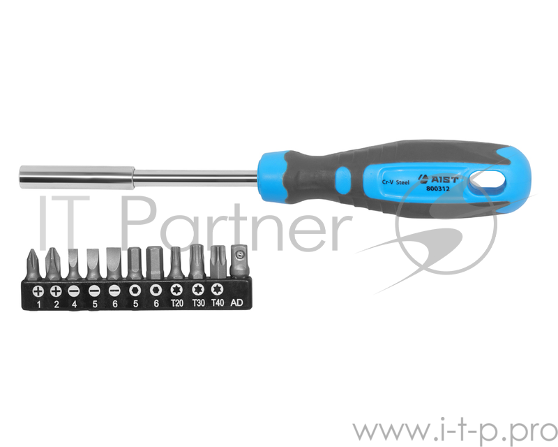 Отвертка AIST 800312 для бит с набором бит 12 предметов SL.4-6, PH.1-2, H5, 6, T20-40